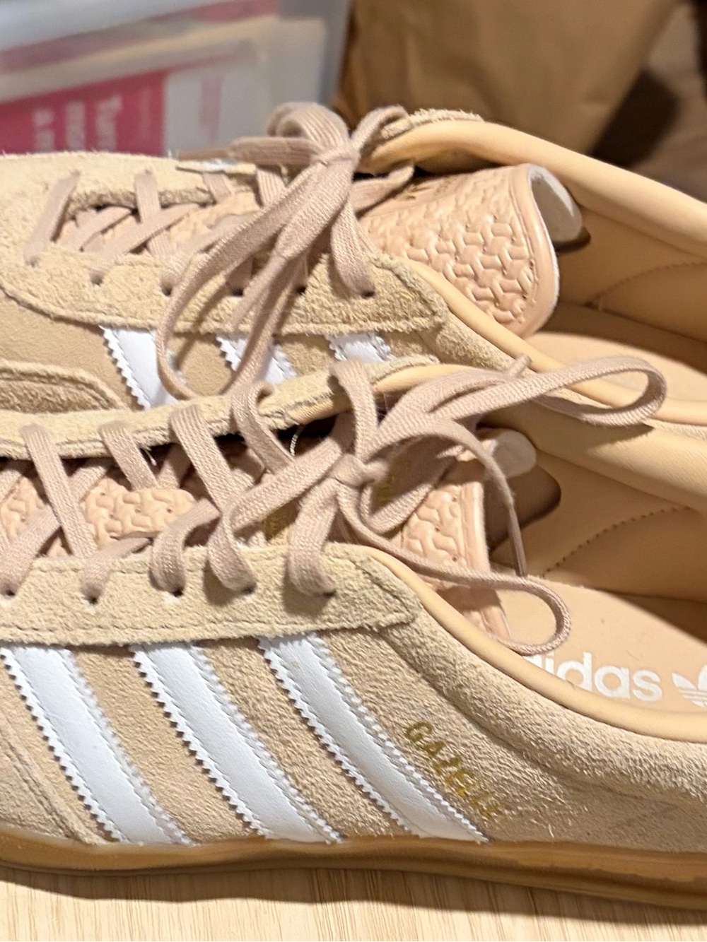 adidas Gazelle Women's Suede Sneaker - Tan White